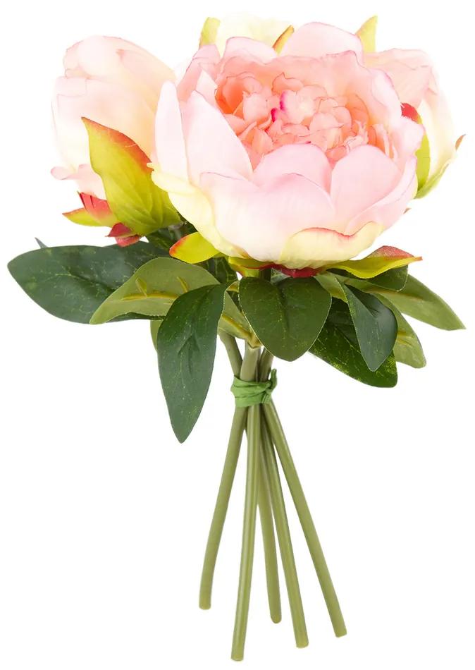 Mű pünkösdi rózsa csokor, világosrózsaszín, 24 cm
