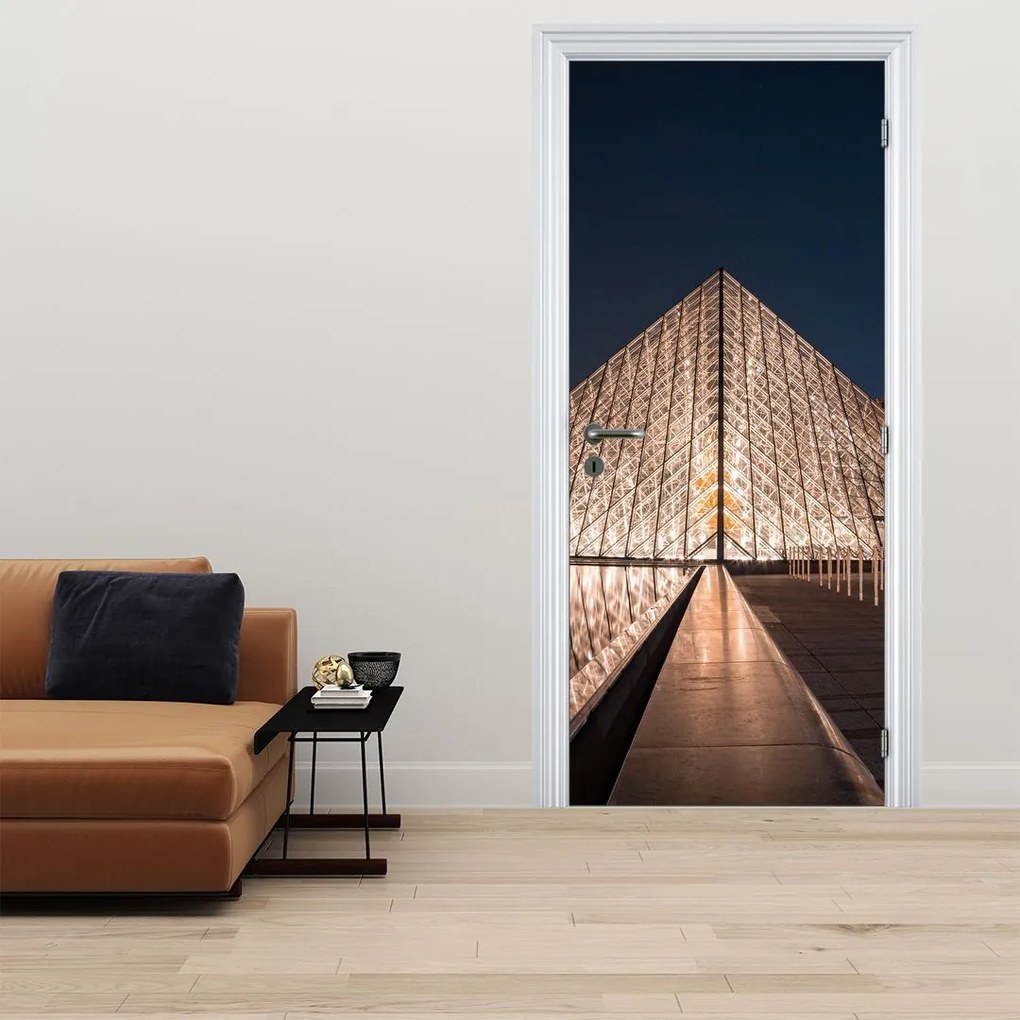 Fotótapéta ajtóra - Louvre éjjel (95x205cm)