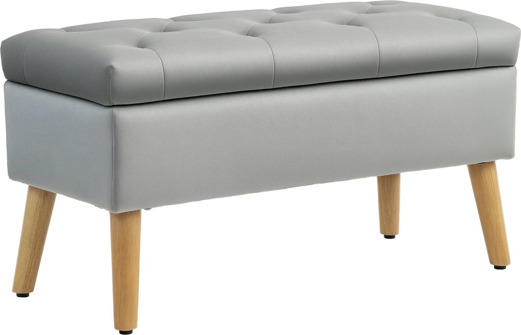 HOMCOM Tároló Pad Puffal, Kárpitozott Ülés, Fedeles Puff, Ágy Pad Bársonyos Megjelenéssel, Előszobába, Hálószobába, Nappaliba, Gumifa 80 x 35 x 40 cm
