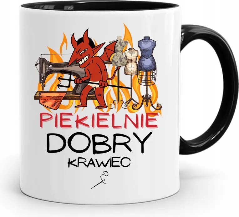 Fekete Bögre Szabónak Pokolian Jó Szabó, fényképes nyomattal