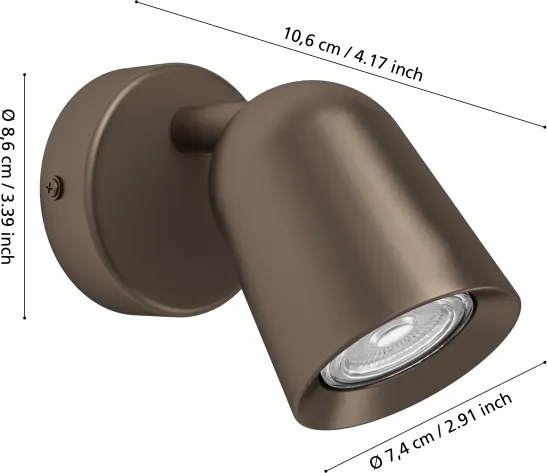 Eglo 901948 - CAMALDOLI fali spotlámpa 1xGU10/5W/230V bronz