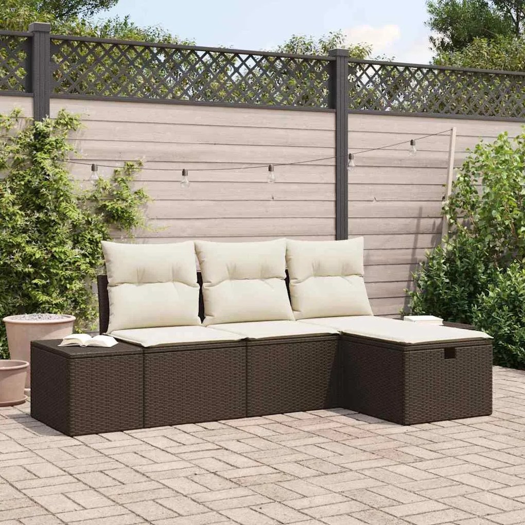 Kerti Kanapé Szett 4 pcs Barna 55 x 62 x 69 cm Poli rattan