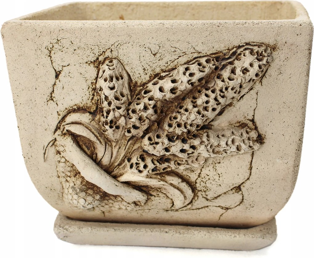 Samott agyag kaspó 19 cm állvány típus Tulipán levendula motívum