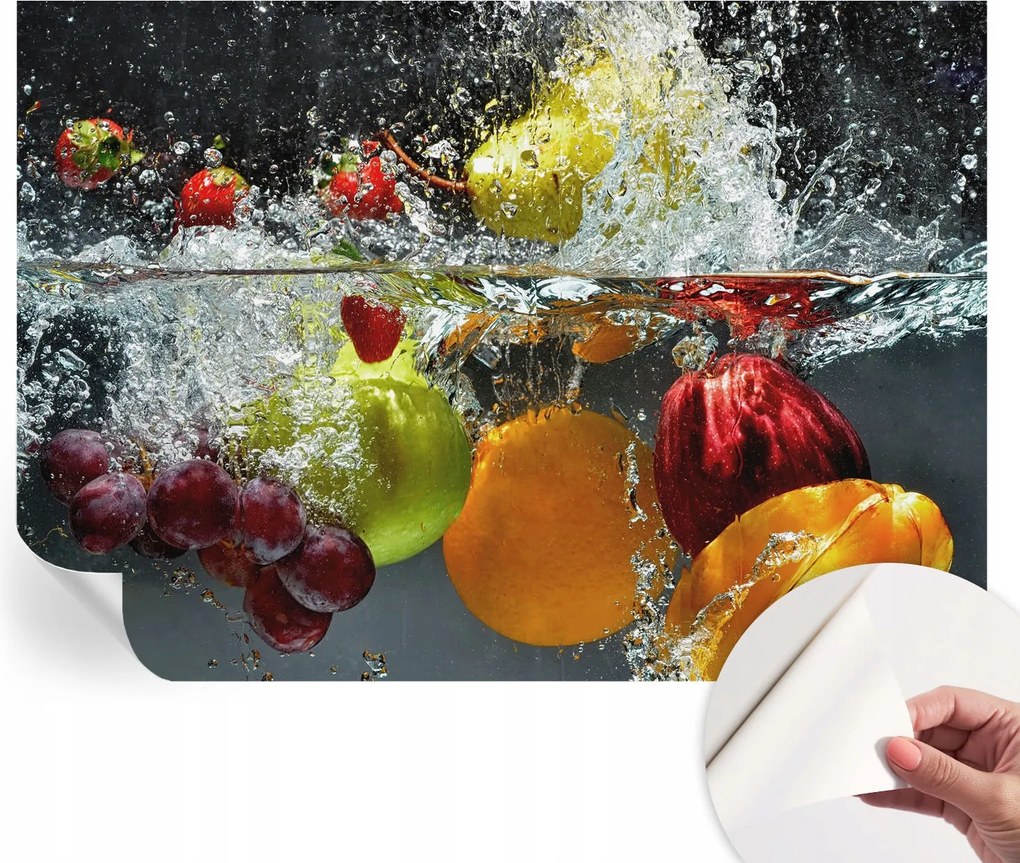Öntapadós tapéta Fali furnér 3D hatás Gyümölcsök a vízben 208x146 cm
