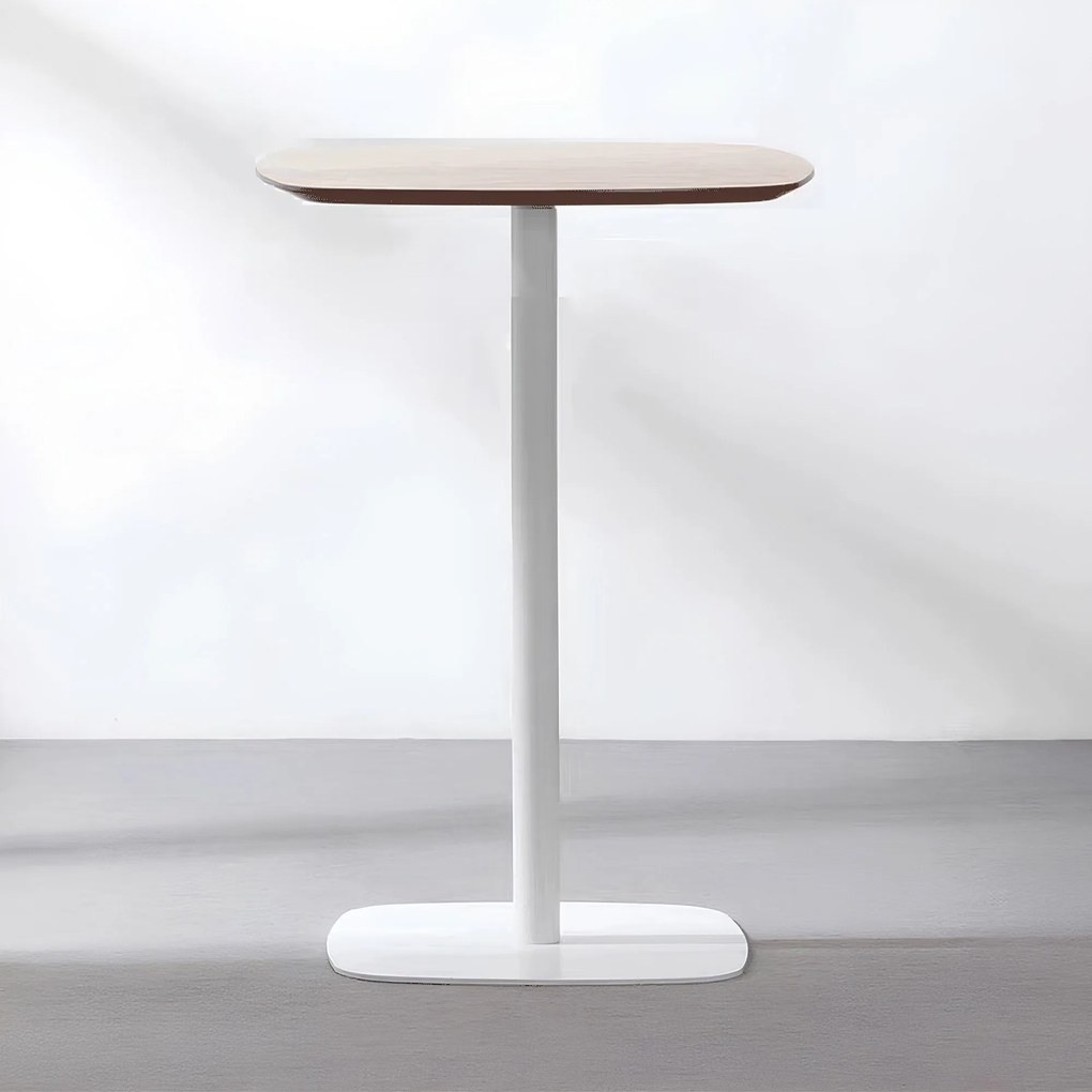 Bárasztal, tölgy/fehér, MDF/fém, átmérő 60 cm, HARLOV