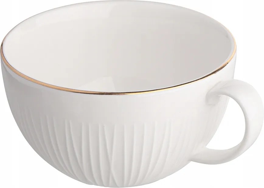 Porcelán csésze Jumbo Alessia Arany vonal 300 ml krémszínű