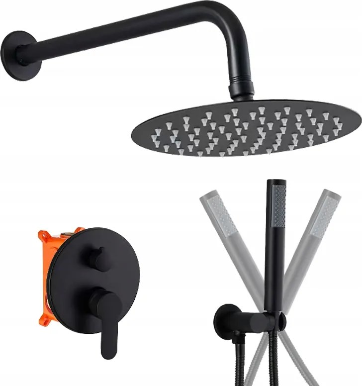 Falsík Alatti Zuhanyszett Fekete Esőztetővel Slim Box