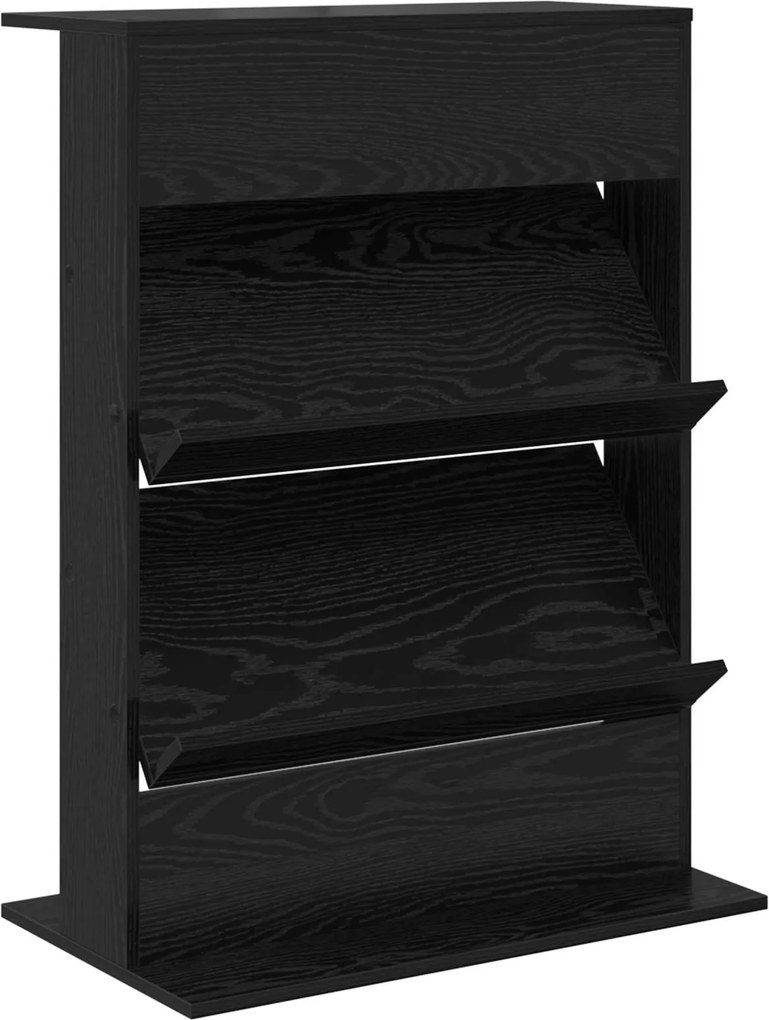 vidaXL Magazin állvány polcokkal Fekete tölgy 70 x 41 x 96 cm Faanyag