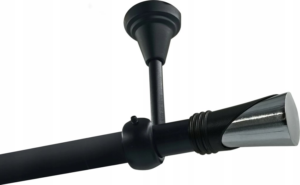 Függönykarnis szimpla Fém Mennyezeti 19mm Fekete Matt 120cm Vega Króm Kerekek Nélkül