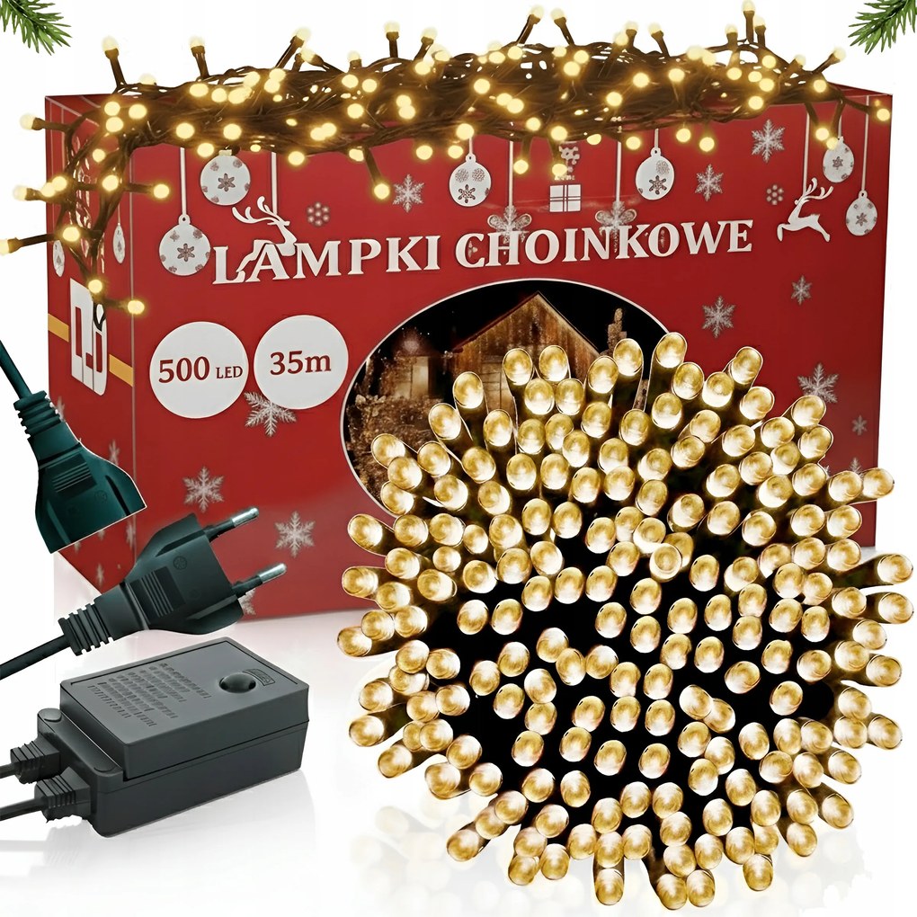 Karácsonyfa Fényfüzér 500 Led Karácsonyi Világítás Fehér Meleg