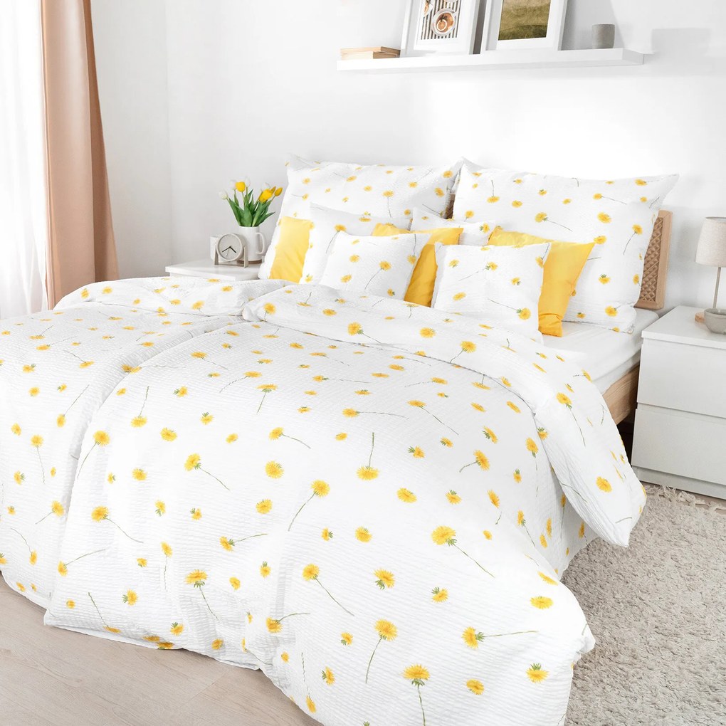 Goldea krepp ágyneműhuzat - pitypangok 140 x 200 és 70 x 90 cm