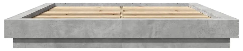 betonszürke szerelt fa ágykeret 150 x 200 cm