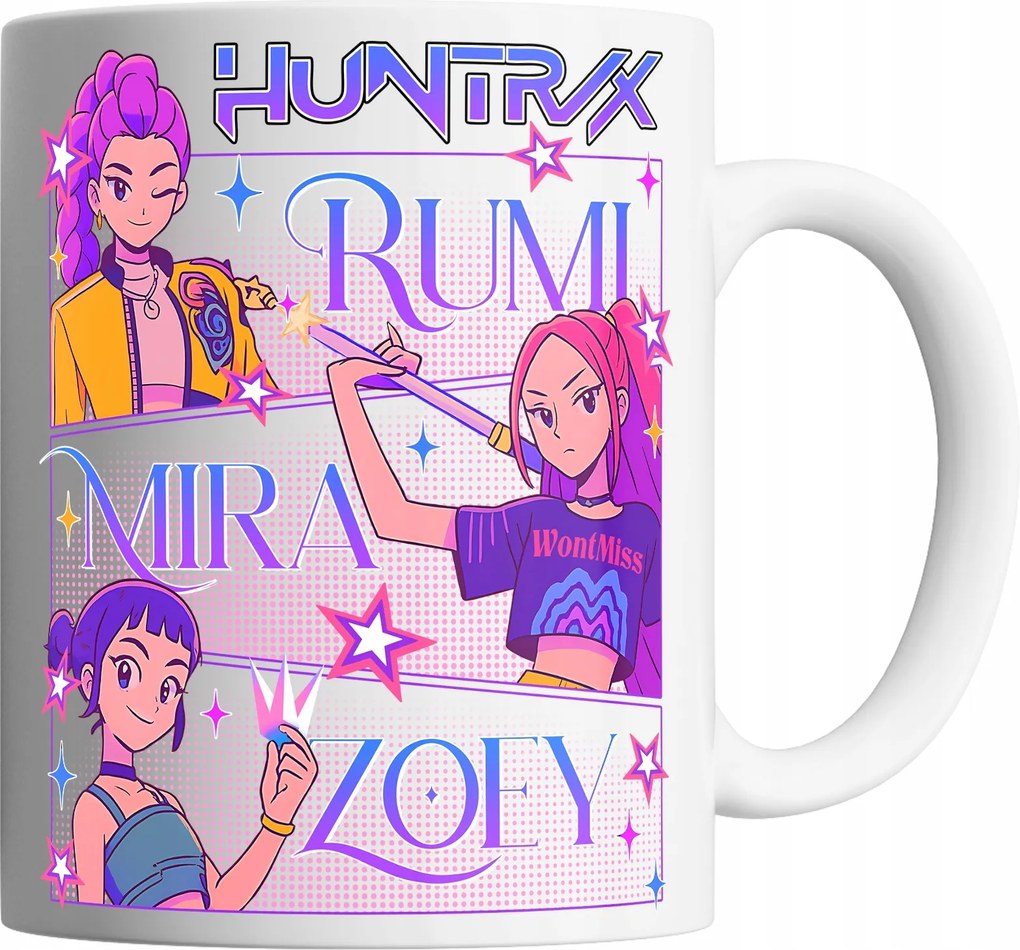 Bögre 330ml Huntrix Kpop Demon Hunters Mira Rumi Zoey Ajándék Név
