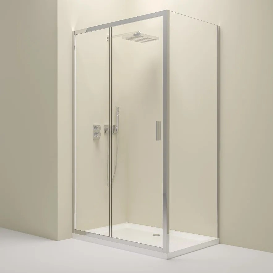 Erga Alpine, tolóajtós zuhanykabin 140 (ajtó) x 100 (fal) x 195 cm, 6mm átlátszó üveg, króm profil, ERG-V02-ALPINE-D140G100-CR