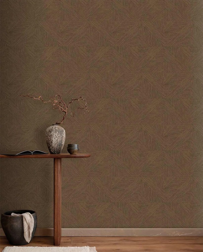 Decoprint Imani Antigua sötétbarna geometrikus texturált vlies tapéta – IM28012