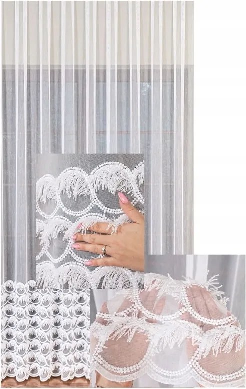 Függöny Fehér Gipiura Rojt Hímzés Nappali Hotel Szalaggal Sz. 230x270