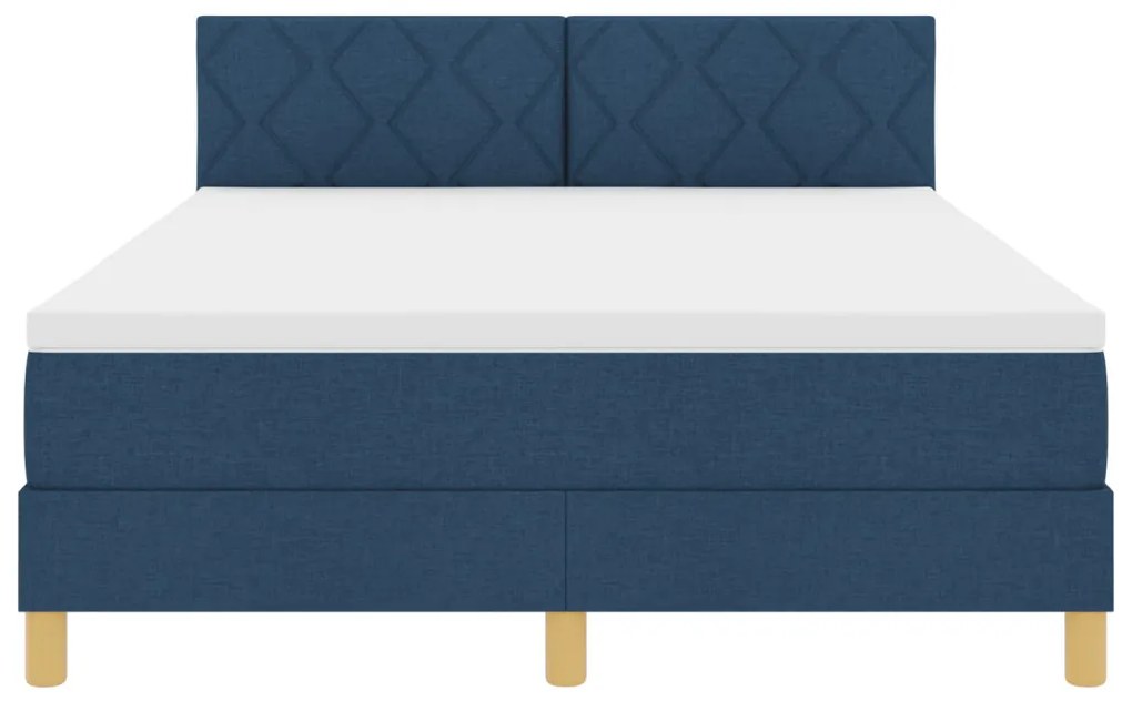 Box Spring Ágy Matraccal Kék 140x200 cm Szövet