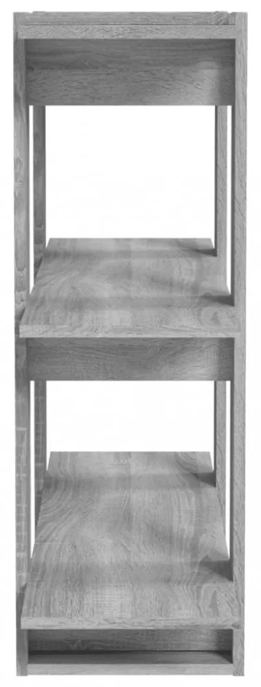 szürke sonoma színű térelválasztó könyvszekrény 80x30x87 cm