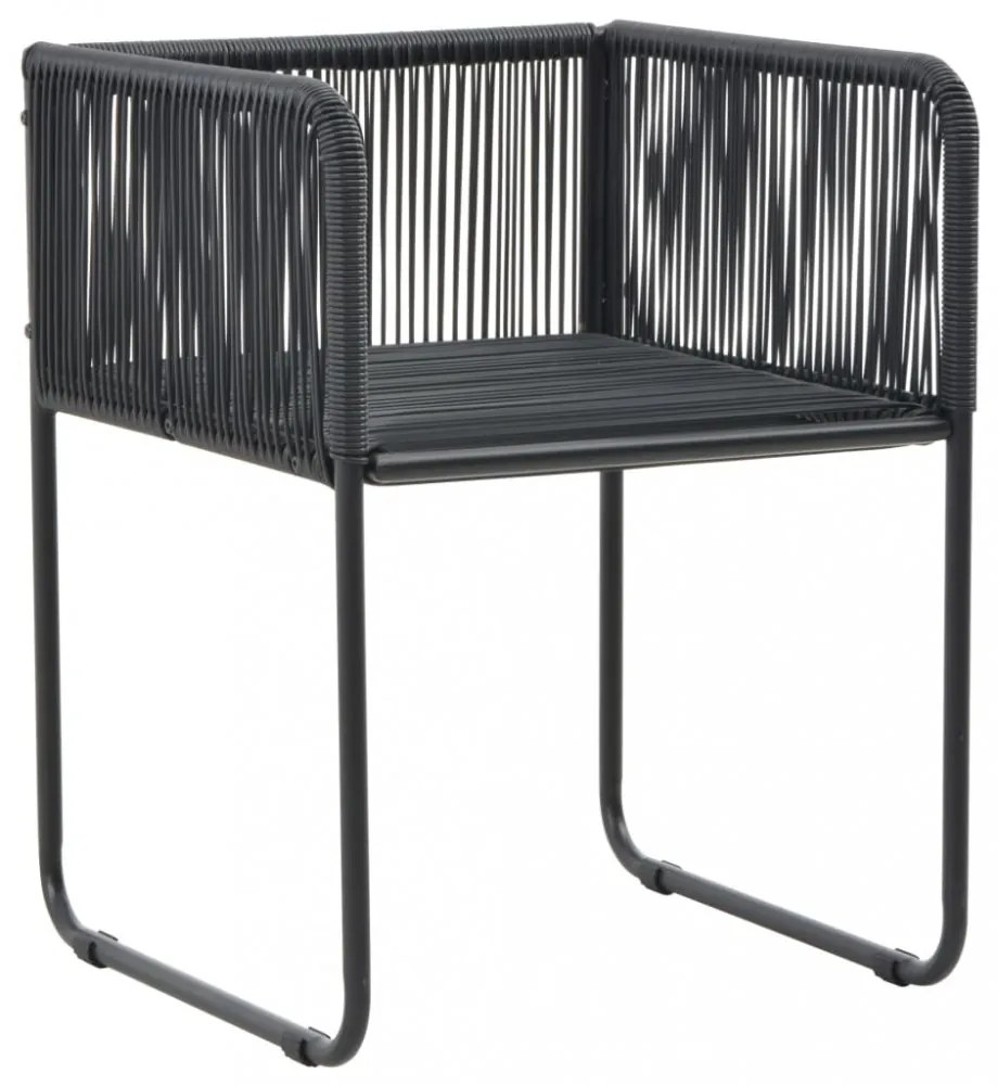 5 részes fekete PVC rattan kerti étkezőgarnitúra