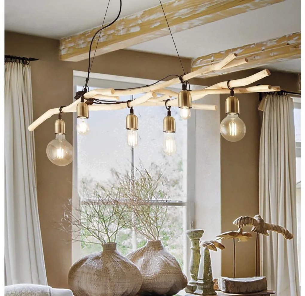 Ideal Lux - Csillár zsinóron DRIFTWOOD 6xE27/60W/230V gujávafa