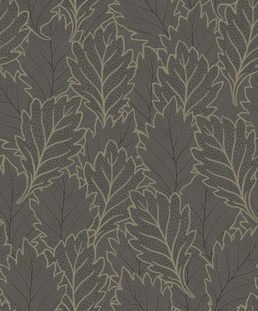 Decoprint Antibes Quercus Leaves arany-fekete leveles vlies tapéta – AN28263