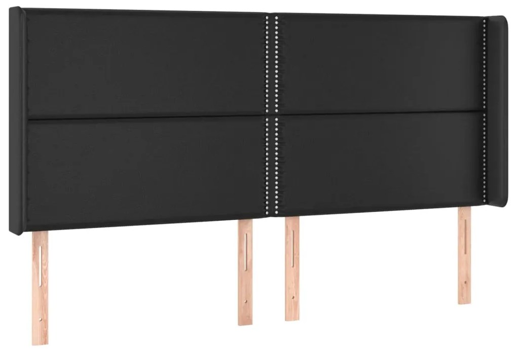 fekete műbőr LED-es fejtámla 183x16x118/128 cm