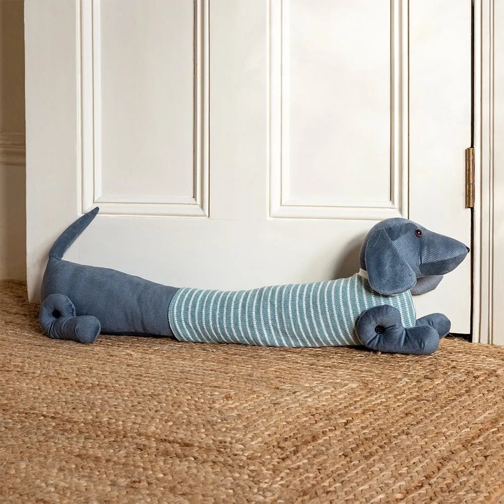 Zöld-szürke huzatfogó párna 17x76 cm Sausage Dog – Rex London