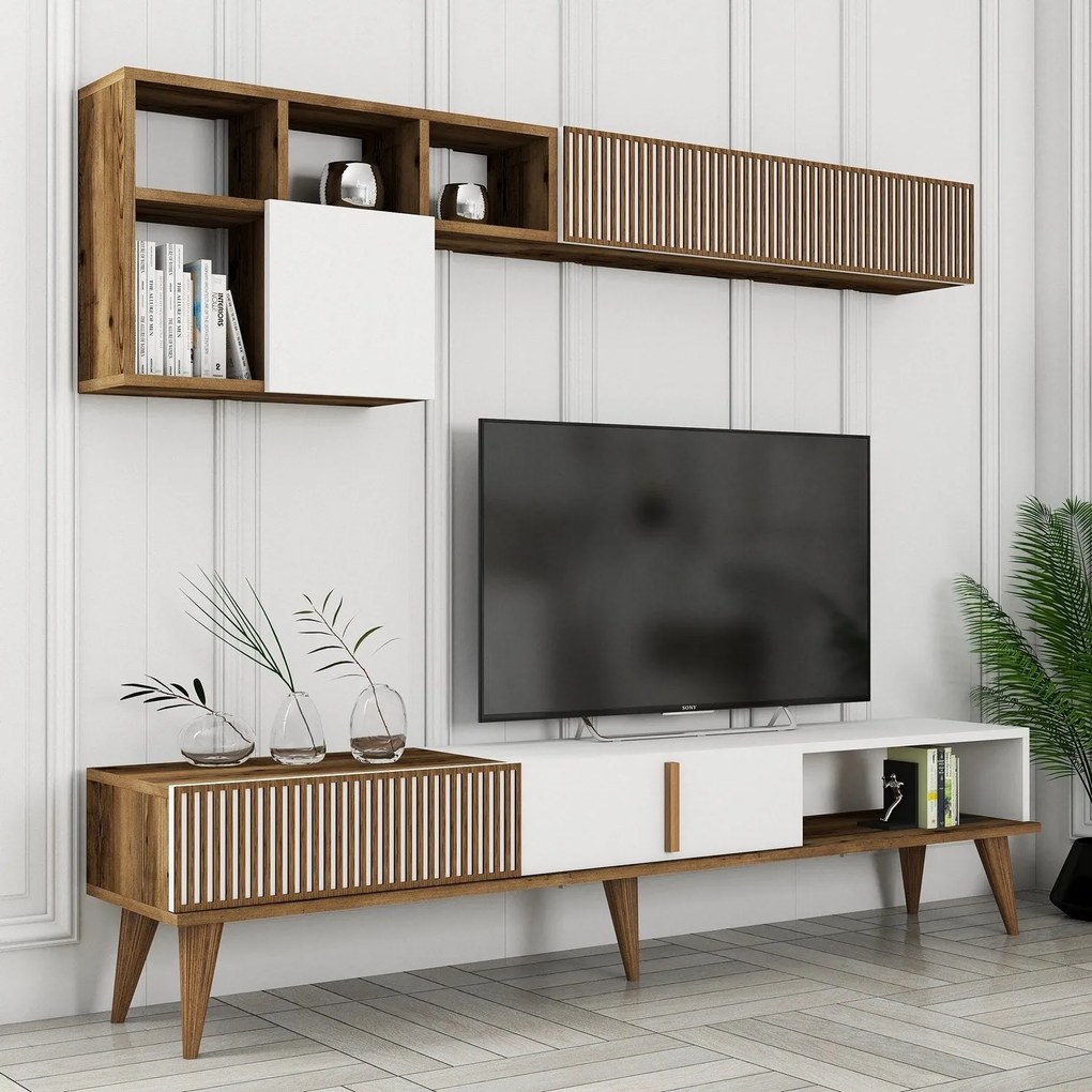 TV szekrény Milan TV - Diós, Fehér