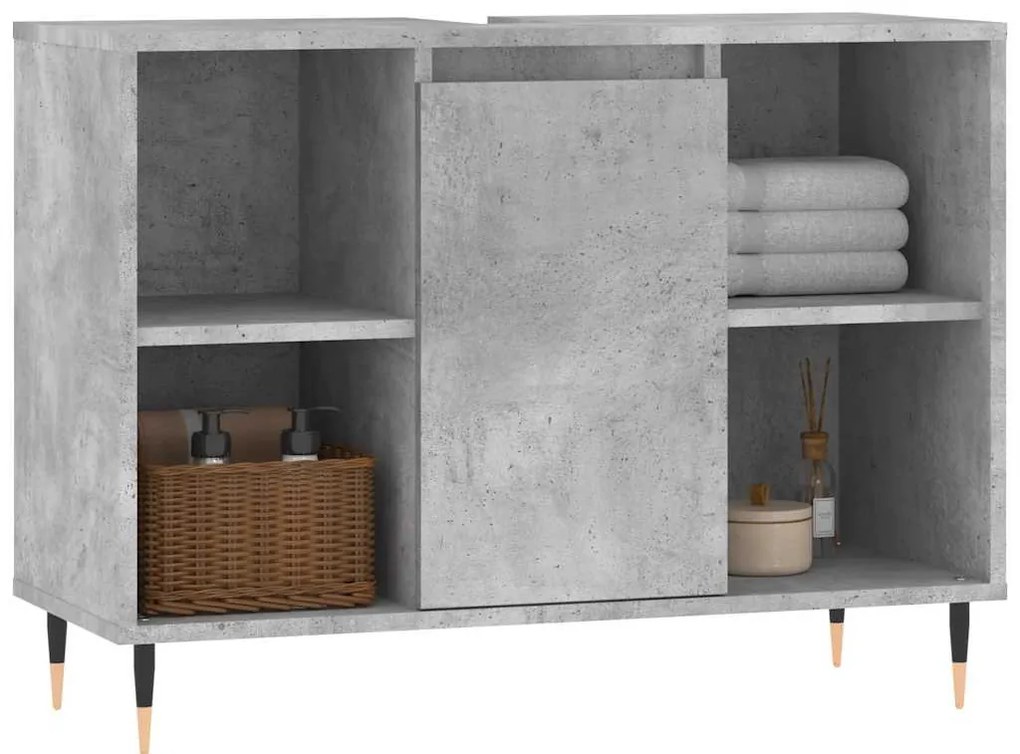 betonszürke szerelt fa fürdőszobaszekrény 80 x 33 x 60 cm