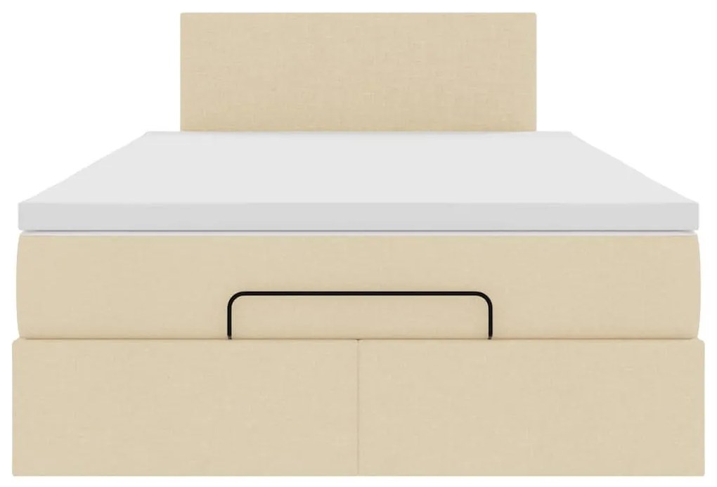 krémszínű szövet ottomán ágy matraccal &amp; LED-ek 120x190cm