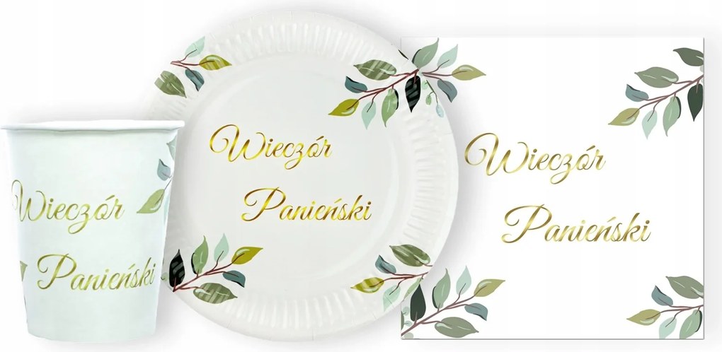 Eldobható étkészlet lánybúcsúra levelekkel 44 db-os