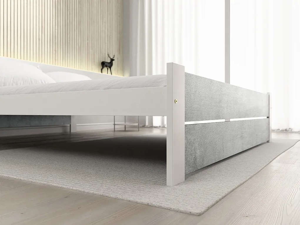 Ágy IKAROS DOUBLE 140 x 200 cm, beton/fehér Matrac: Coco Maxi matrac 20 cm, Ágyrács: Deszkás ágyráccsal