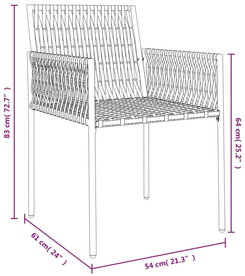 6 db barna polyrattan kerti szék párnával 54x61x83 cm