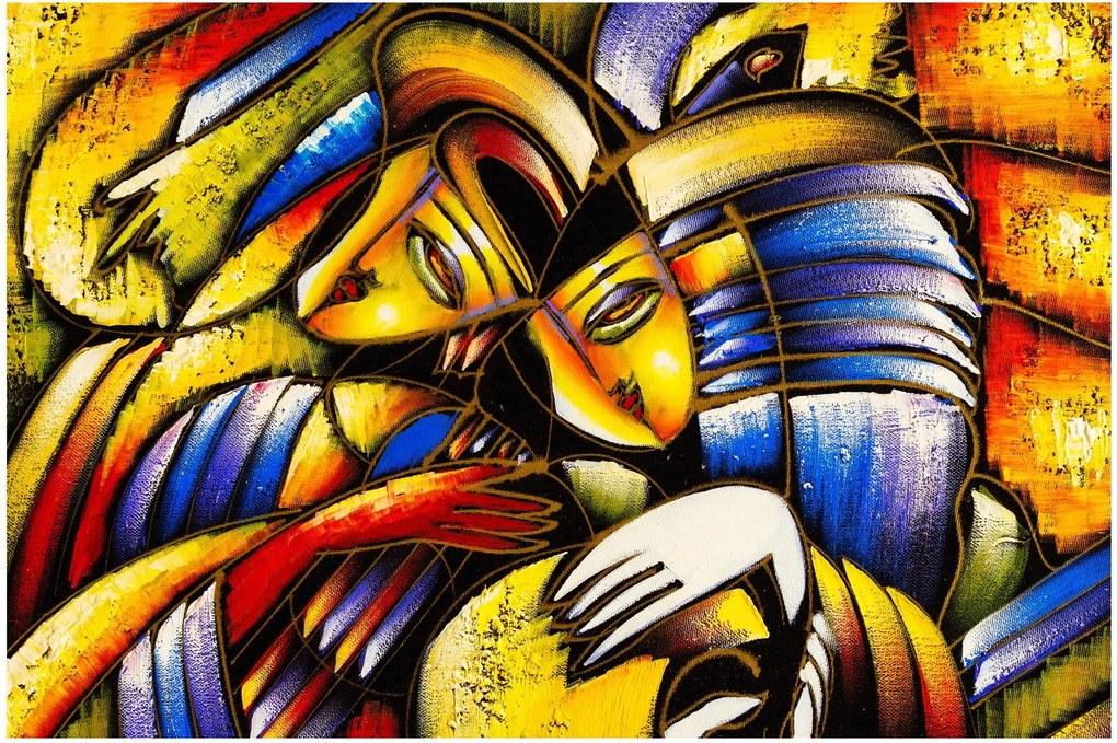 Kép - olajfestmény, szerelmesek (90x60 cm)