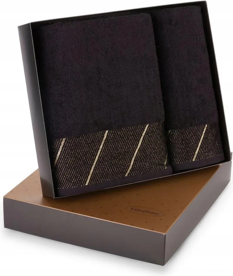 Törölköző szett, 2 db, T/0416, fekete, 485g/m2, szett