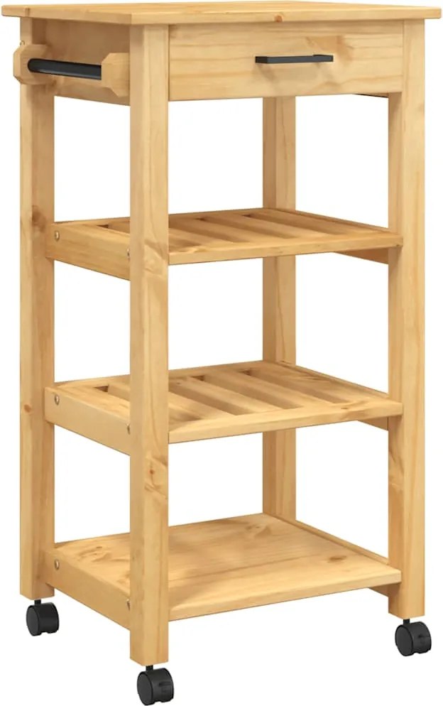 vidaXL MONZA tömör fenyőfa konyhai kocsi 48 x 40 x 88,5 cm