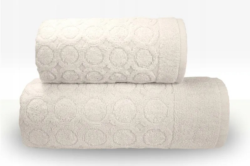 Pepe törölköző 70x140 cm krémszínű, dombornyomott, 450g/m2 Greno