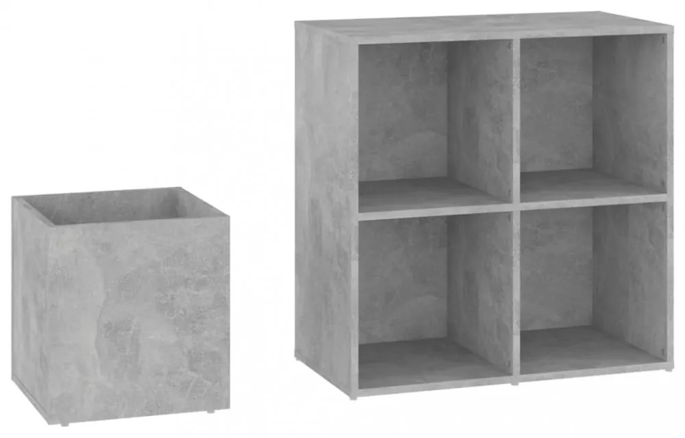 betonszürke szerelt fa előszobai cipősszekrény 105x35,5x70 cm