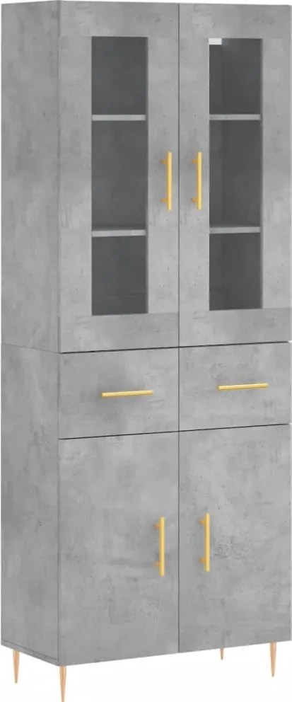 vidaXL betonszürke szerelt fa magasszekrény 69,5 x 34 x 180 cm