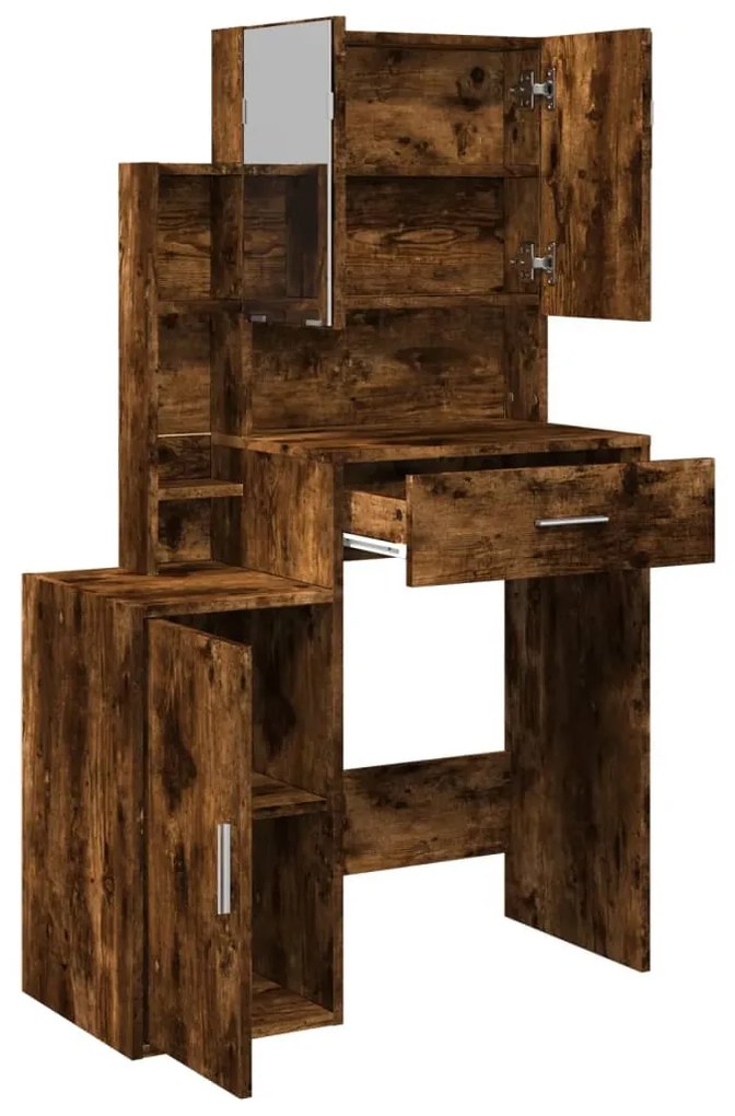 füstös tölgy színű fésülködőasztal szekrénnyel 80 x 35 x 132 cm