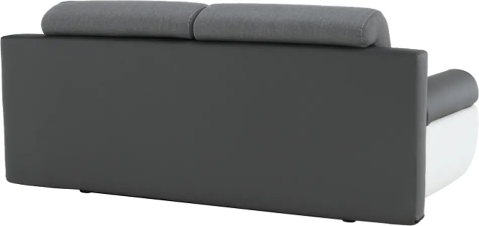 Kanapé, textilbőr fehér+szürke/szürke szövet, KARDYN