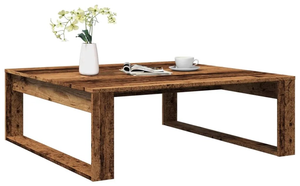 antik fa színű szerelt fa dohányzóasztal 100 x 100 x 35 cm