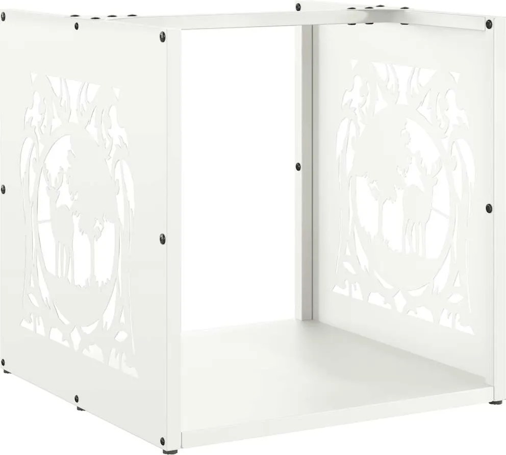 vidaXL fehér hidegen hengerelt acél tűzifatároló 40x40x40 cm