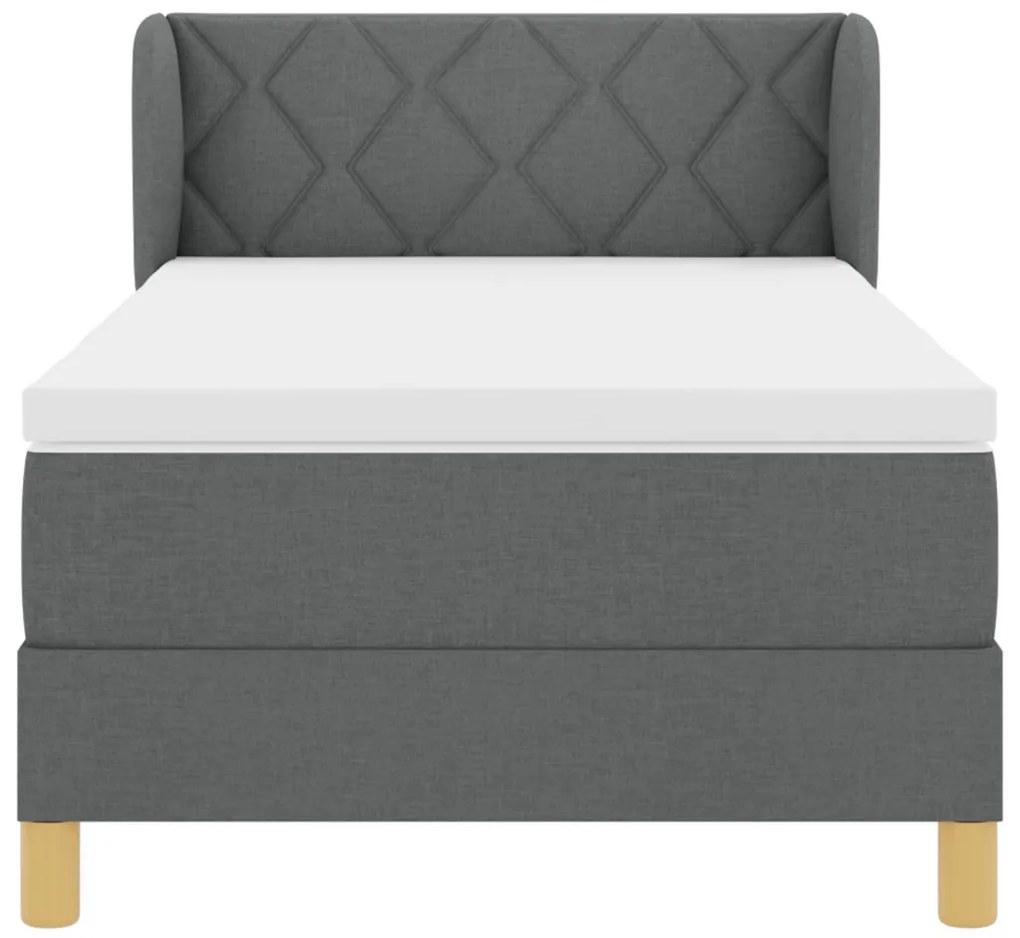 Boxspring Ágy Matrac Párnázattal Szürke Színben, 90x200 cm