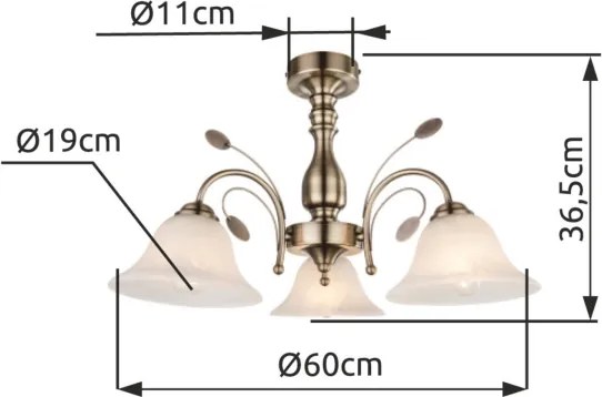Globo 69007-3 - Mennyezeti lámpa POSADAS 3xE27/60W/230V