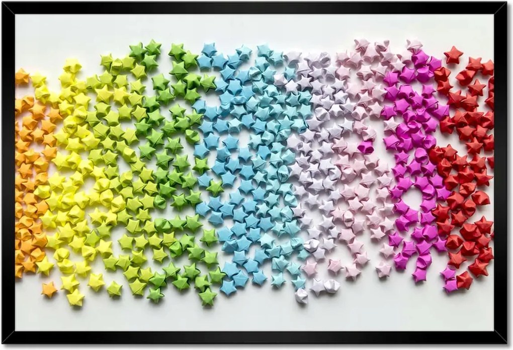 Poszter keretben 60x40 Színes origami csillagok
