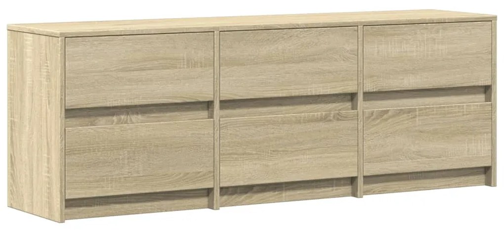 sonoma tölgy színű szerelt fa LED-es TV-szekrény 140x34x50 cm