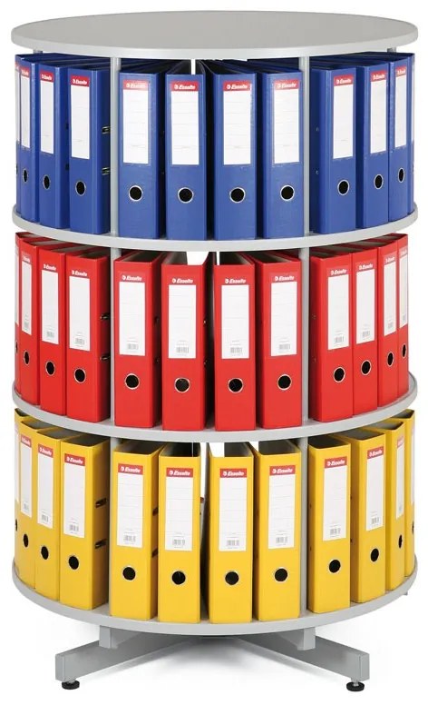 Archiváló forgó iratszekrény, 3 szintes, szürke konstrukció
