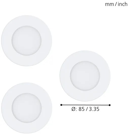 Eglo 32881 - 3 darabos RGB LED szett, dimmelhető beépíthető mennyezeti lámpatest FUEVA-C, 1xLED/3W/230V