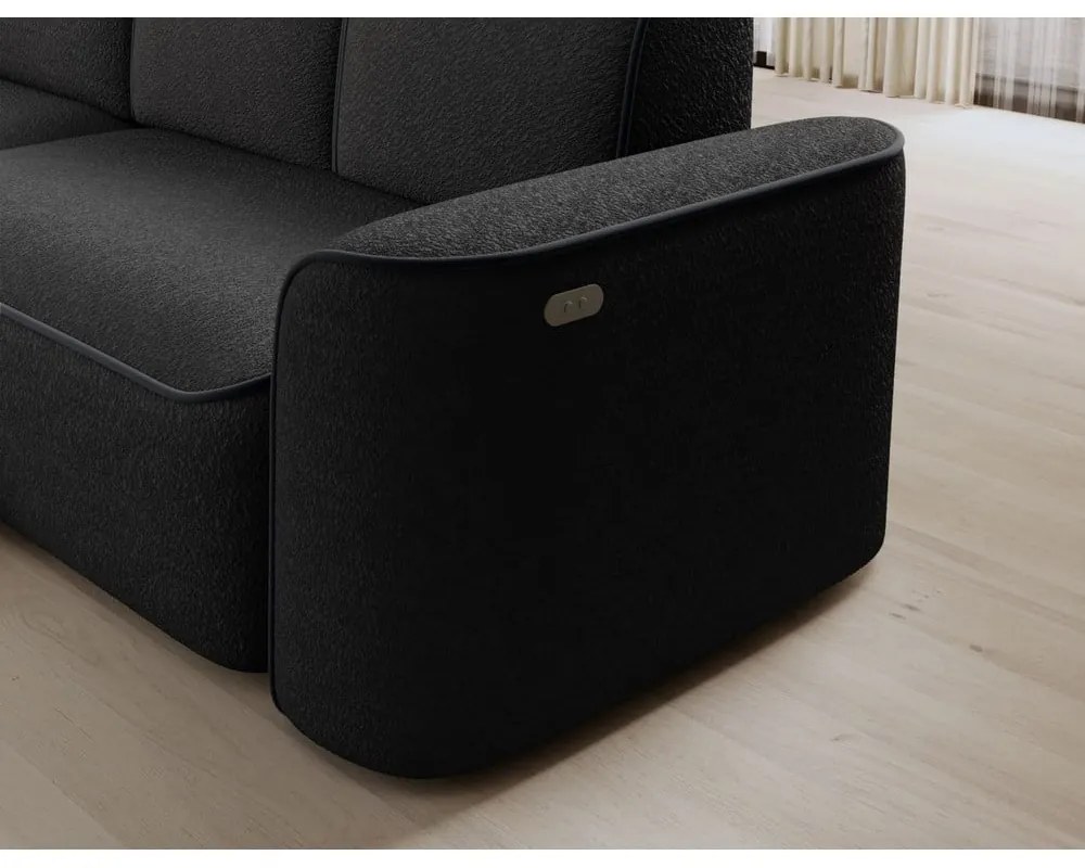 Antracitszürke buklé sarokkanapé (bal oldali-heverő résszel) Ume – ELTAP